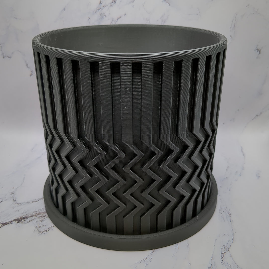 Black Zig Zag 3D printed pot