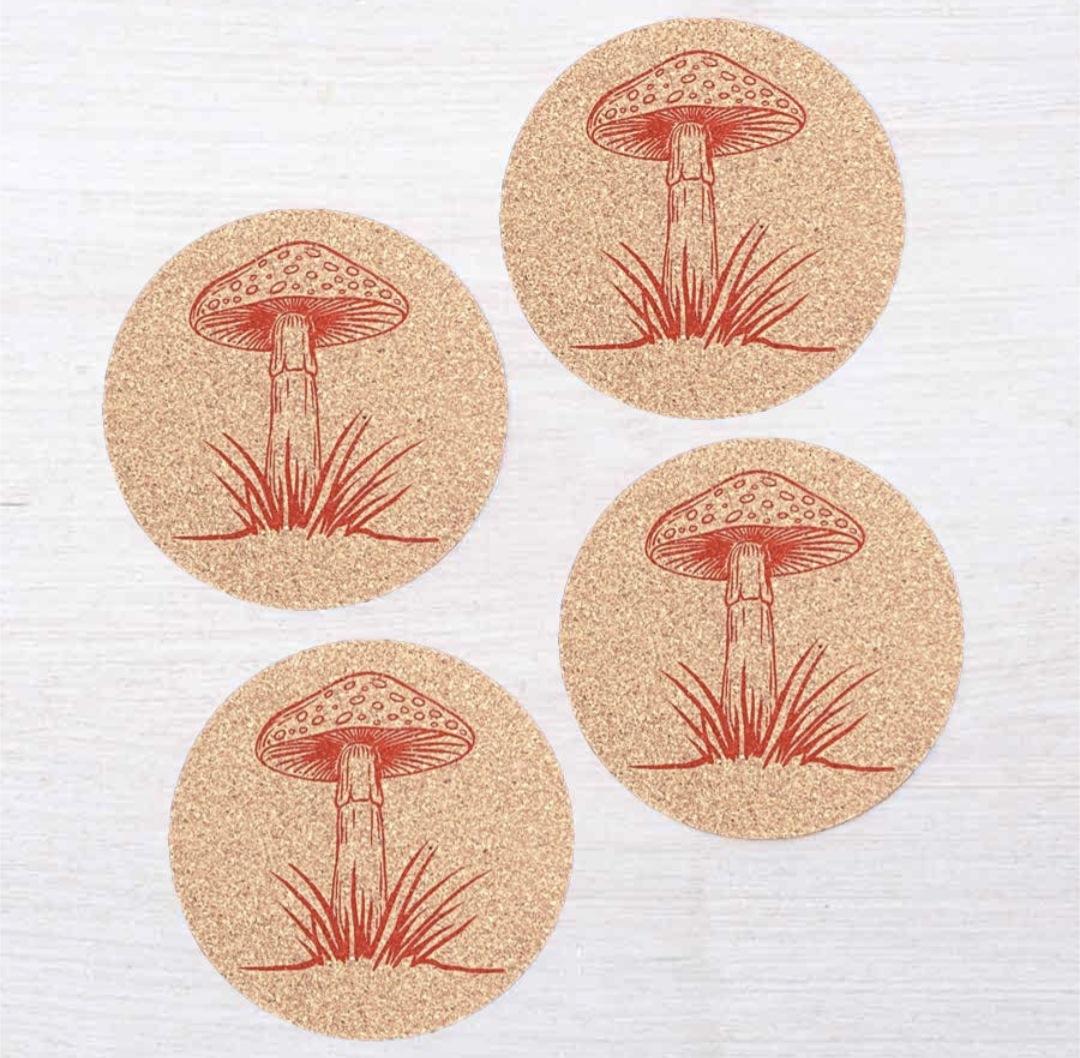 Mushroom Cork Coaster