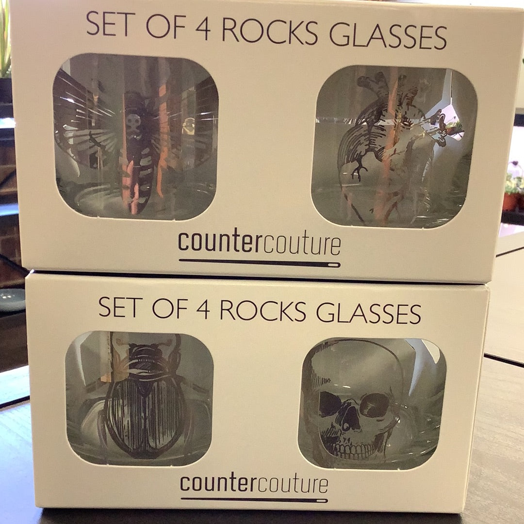 4 rocks glasses set - spooky - The Boho Succulent